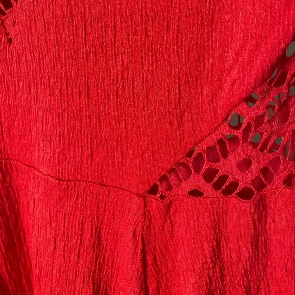 FREE PEOPLE | To the Point Lace Cutout Orange Mini Skater Dress Size L (No Tag) - Picture 5 of 8